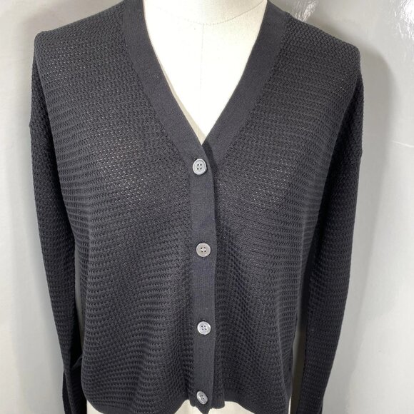 Theory Women’s Hanelee Cropped Cardigan Shirt – Black – Size S - Picture 1 of 8